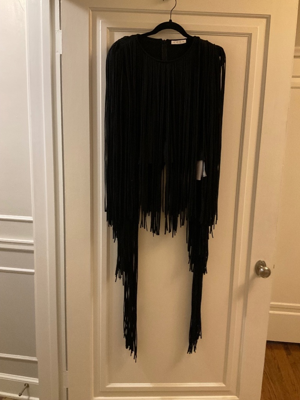 AREA sleeveless fringe top size large